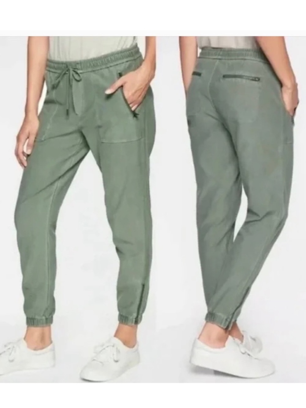 Athleta Womens Palm Green Drawstring Farallon Jogger Pants Size 10